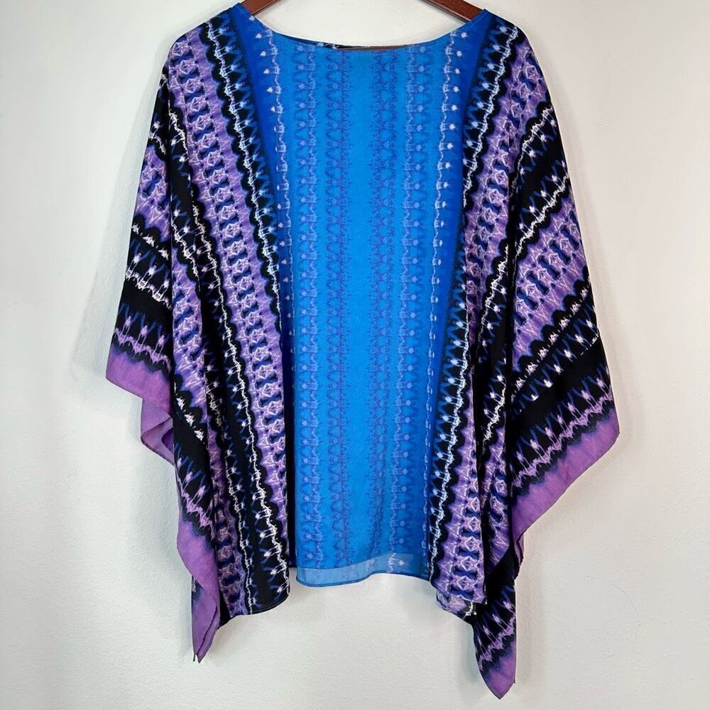 Bob Mackie Wearable Art Boho Tribal Print Caftan Top Womens XL Hippie Chic